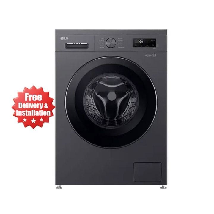 LG Front Load Washing Machine 8Kg, Direct Drive Motor, Steam™, 6 Motion Power Wash, Tub Clean, Smart Diagnosis - Middle Black - F2Y1TYP6J