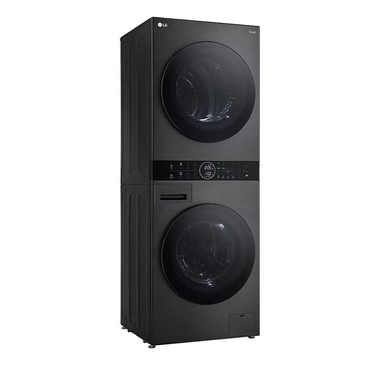 LG Wash Tower With 12Kg Washer And 10Kg Dryer Capacity, 1400 RPM, Space-saving, TurboWash 360, Dual Inverter Heat Pump - Black Steel - W4W8BVPKZHM