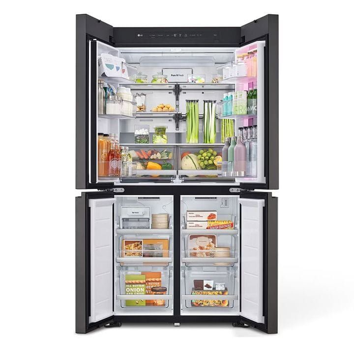 LG Glass Finish Refrigerator 527L, LED Doors, InstaView™, Smart Control With LG ThinQ® - Black - GR-A34FDMKJ