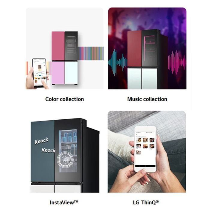 LG Glass Finish Refrigerator 527L, LED Doors, InstaView™, Smart Control With LG ThinQ® - Black - GR-A34FDMKJ