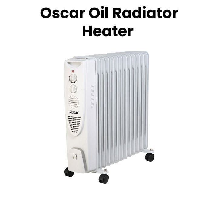 Oscar Oil Radiator Heater 13 Fins With Fan 2500W, Personalized Comfort, Full Room Warmth, Efficient, Castor Wheels With Ounting Plate - White - OFH13F