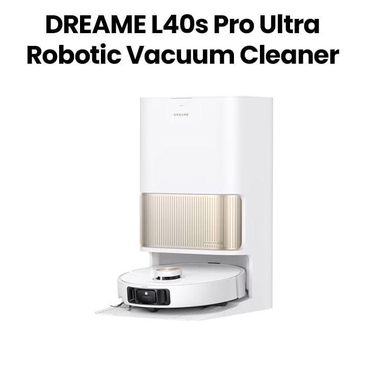 Dreame L40s Pro Ultra Robot Vacuum Cleaner, Dual Smart Brushes, Edge Reach Cleaning, Pet-Friendly Smart Control, All-in-One Power Dock - White - RLL74CE