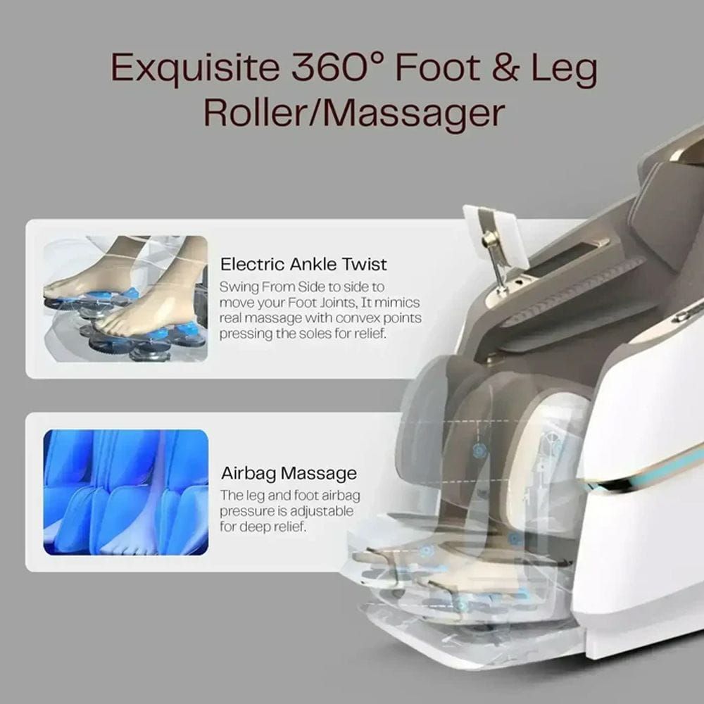 Rotai Massage Chair with 3D Dual Movement, AI Smart Massage, 22 Auto Programs, Hot Compress, Foot Roller & Air Cooling- White | A68MAX