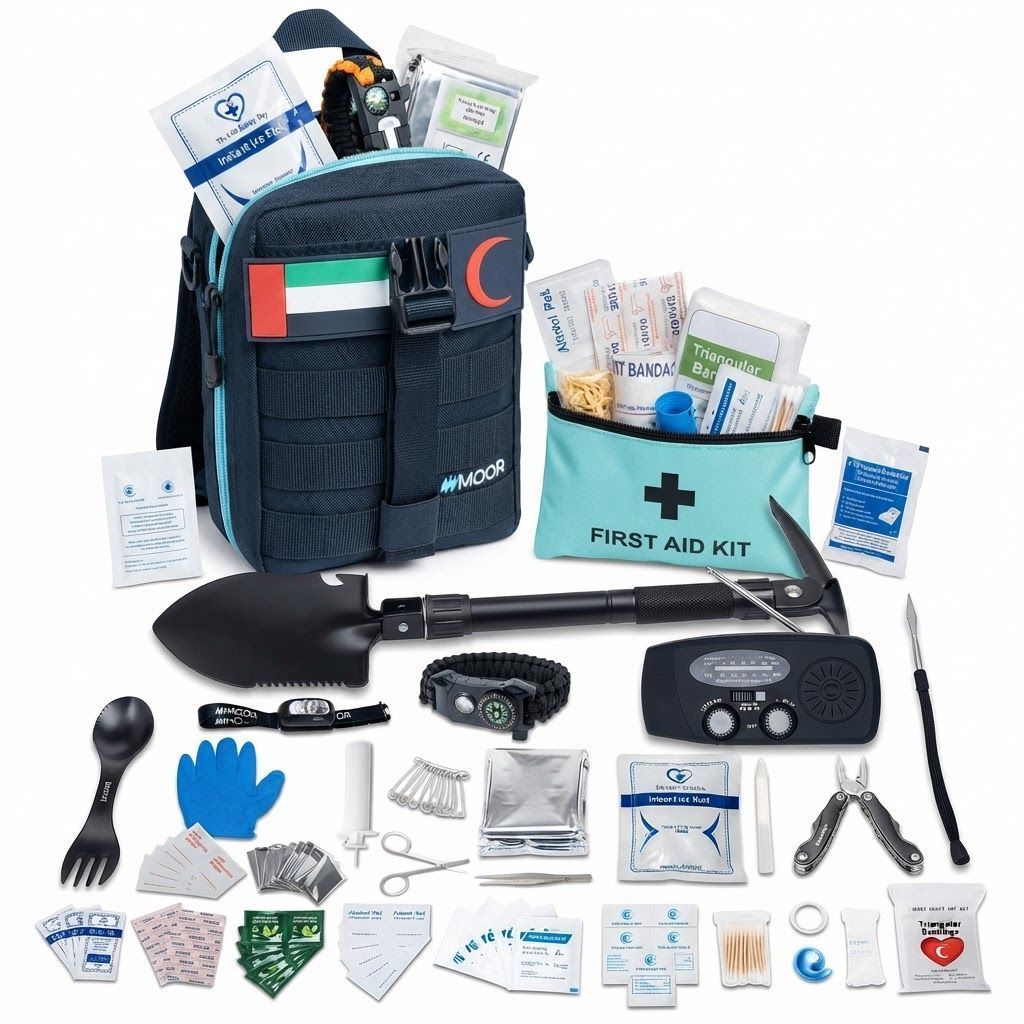 MOOR Survival Camping Kit, Emergency First Aid and Outdoor Gear Set, Portable Survival Tools for Hiking and Emergency Preparedness