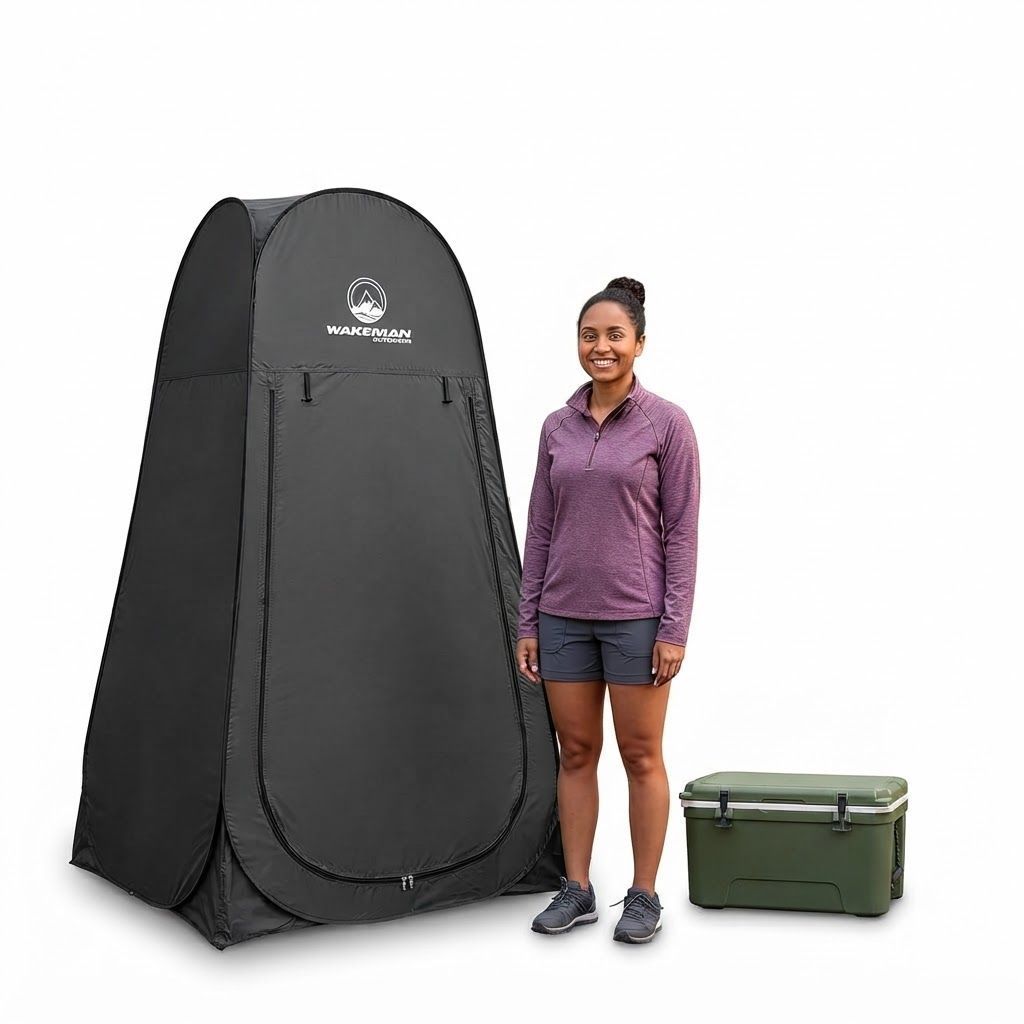 Wakeman Outdoors Portable Pop-Up Privacy Tent for Camping, Instant Shower, Changing Room and Portable Toilet Shelter