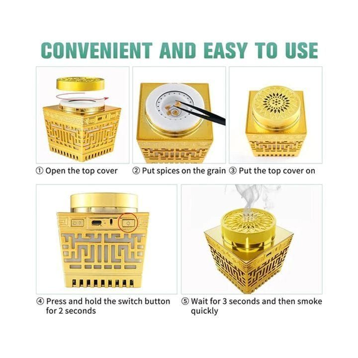 Portable Electric Bakhoor Burner with The Holy Quran