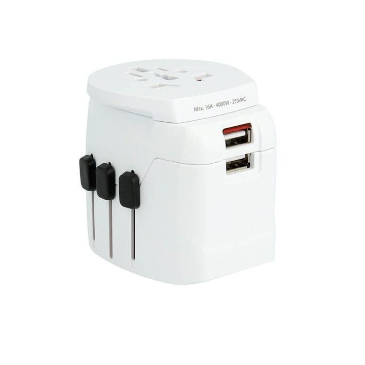 Personalized SKROSS Pro Light USB World Travel Adapter – Universal Plug for 200+ Countries, Dual USB Ports, Compact Swiss Design | PRO Light USB World