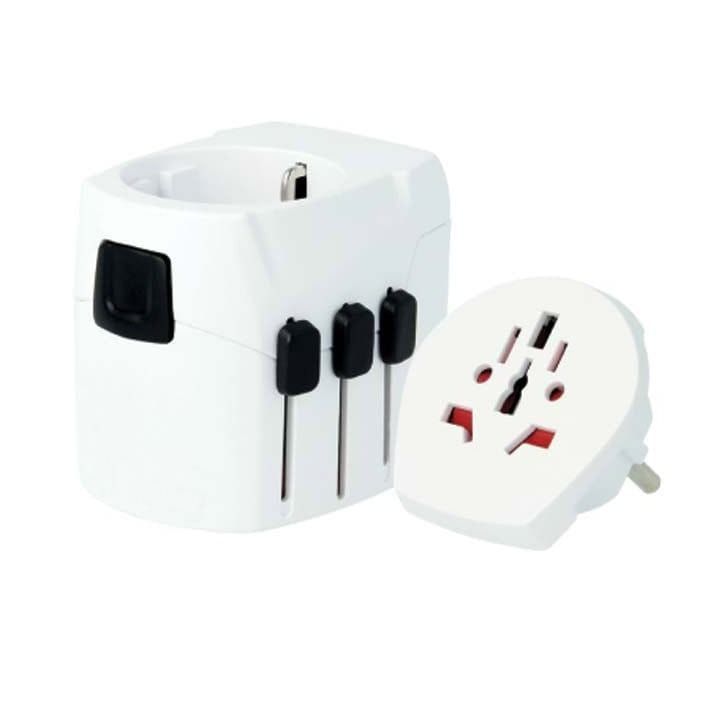 Personalized SKROSS Pro Light USB World Travel Adapter – Universal Plug for 200+ Countries, Dual USB Ports, Compact Swiss Design | PRO Light USB World