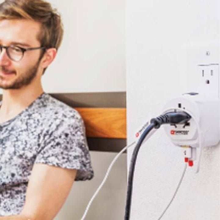 Personalized SKROSS Pro Light USB World Travel Adapter – Universal Plug for 200+ Countries, Dual USB Ports, Compact Swiss Design | PRO Light USB World