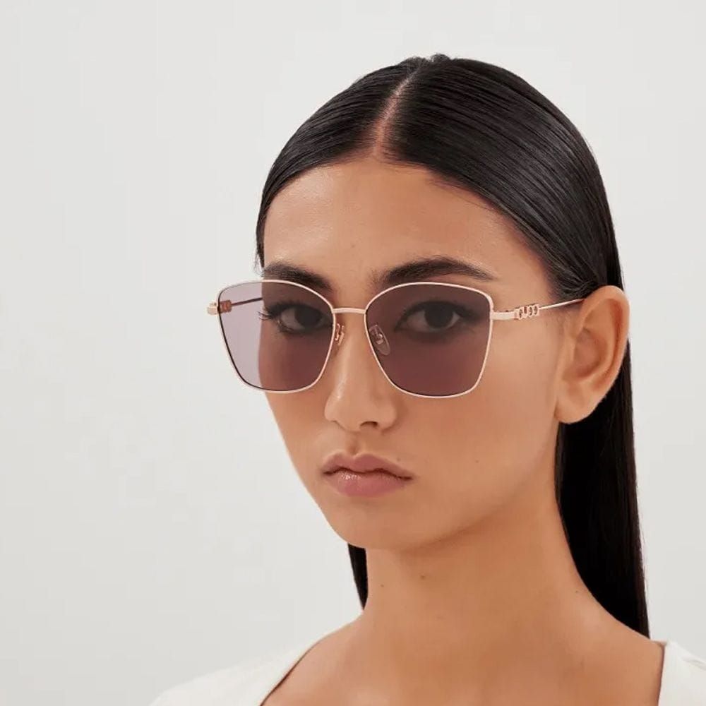 Gucci Women GG1805SA Cat-Eye Sunglasses – Full Rim Metal Frame, Bio Nylon Category 3 UV Lenses, Luxury Designer Eyewear | Silver/Red - 889652525983