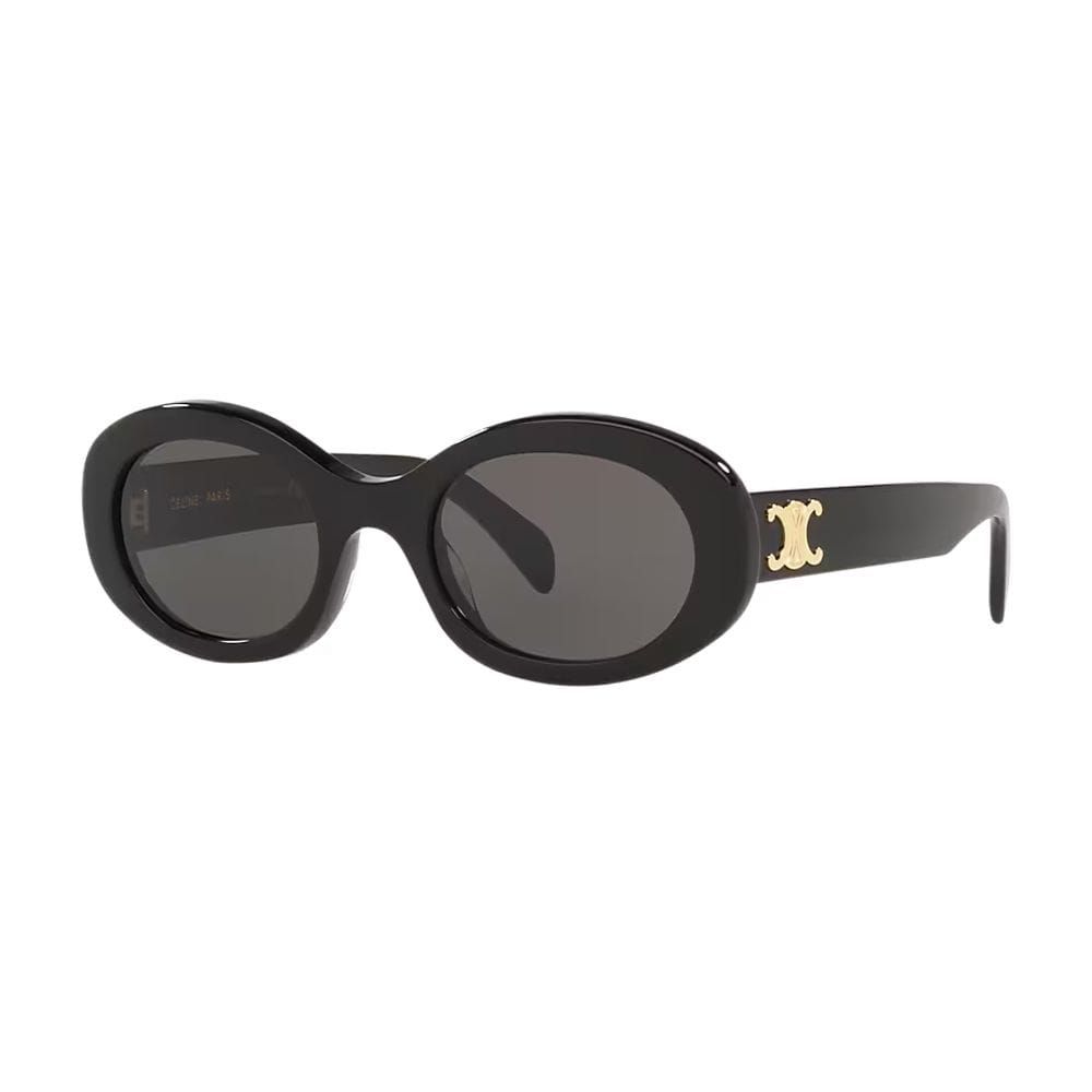 Celine CL40194U Oval Sunglasses – Slim Acetate Frame, Dark UV Protection Lenses, Minimalist Luxury Designer Eyewear | Black/Grey - 192337081071