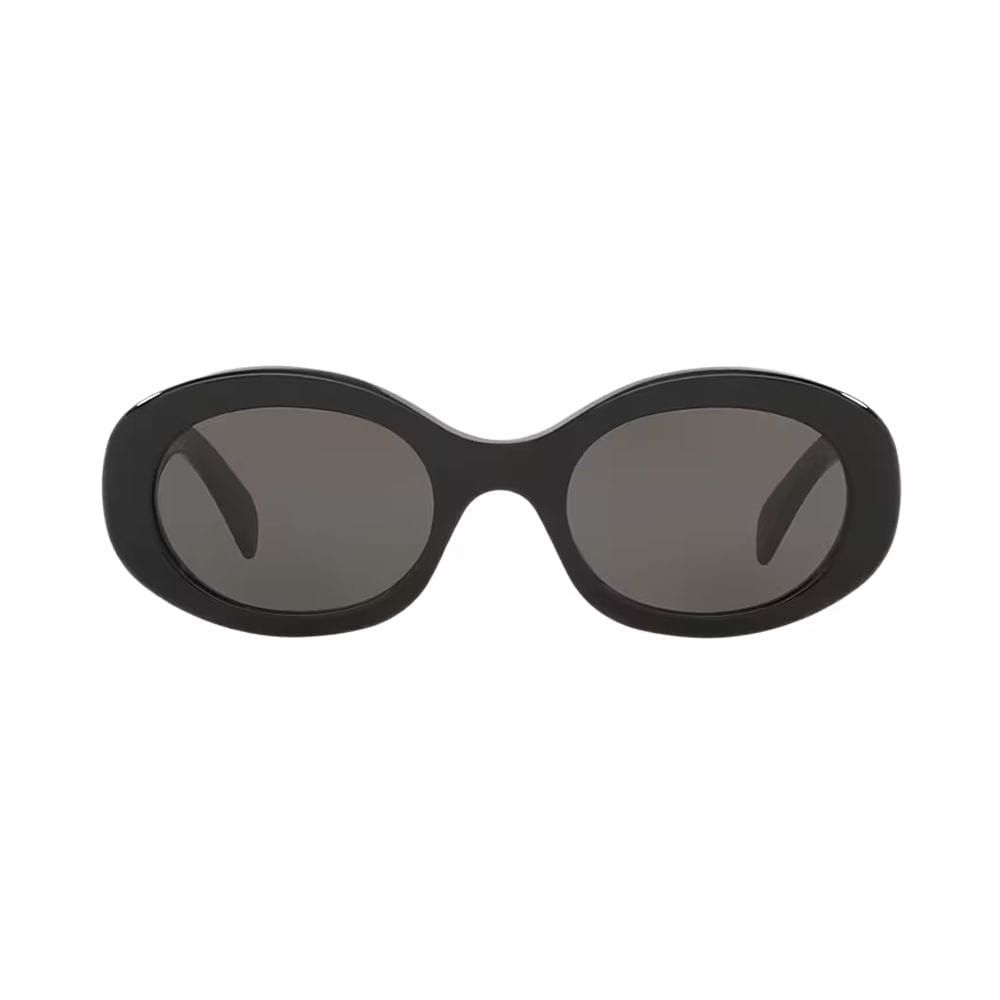 Celine CL40194U Oval Sunglasses – Slim Acetate Frame, Dark UV Protection Lenses, Minimalist Luxury Designer Eyewear | Black/Grey - 192337081071