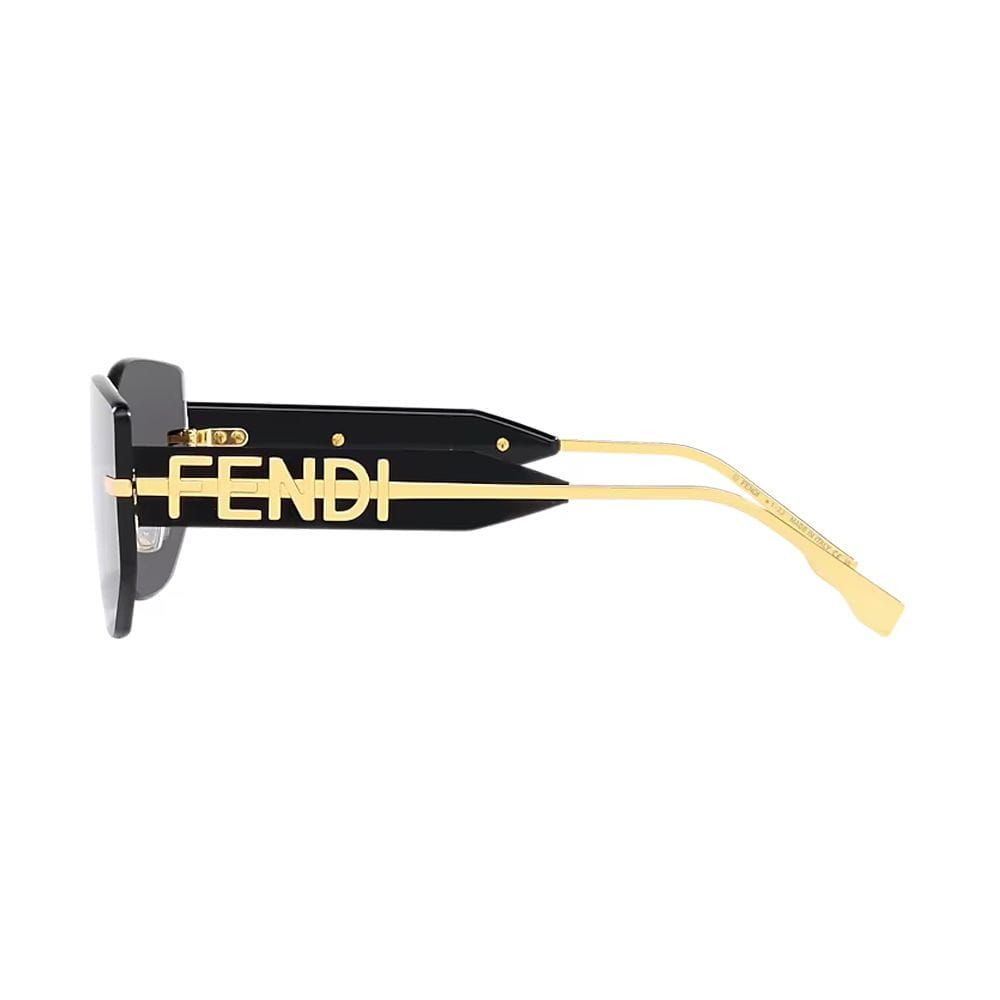 Fendi FE40066U Shield Sunglasses – Rimless Wraparound Design, Solid Grey UV Protection Lenses, Luxury Futuristic Designer Eyewear | Gold/Grey - 192337114472