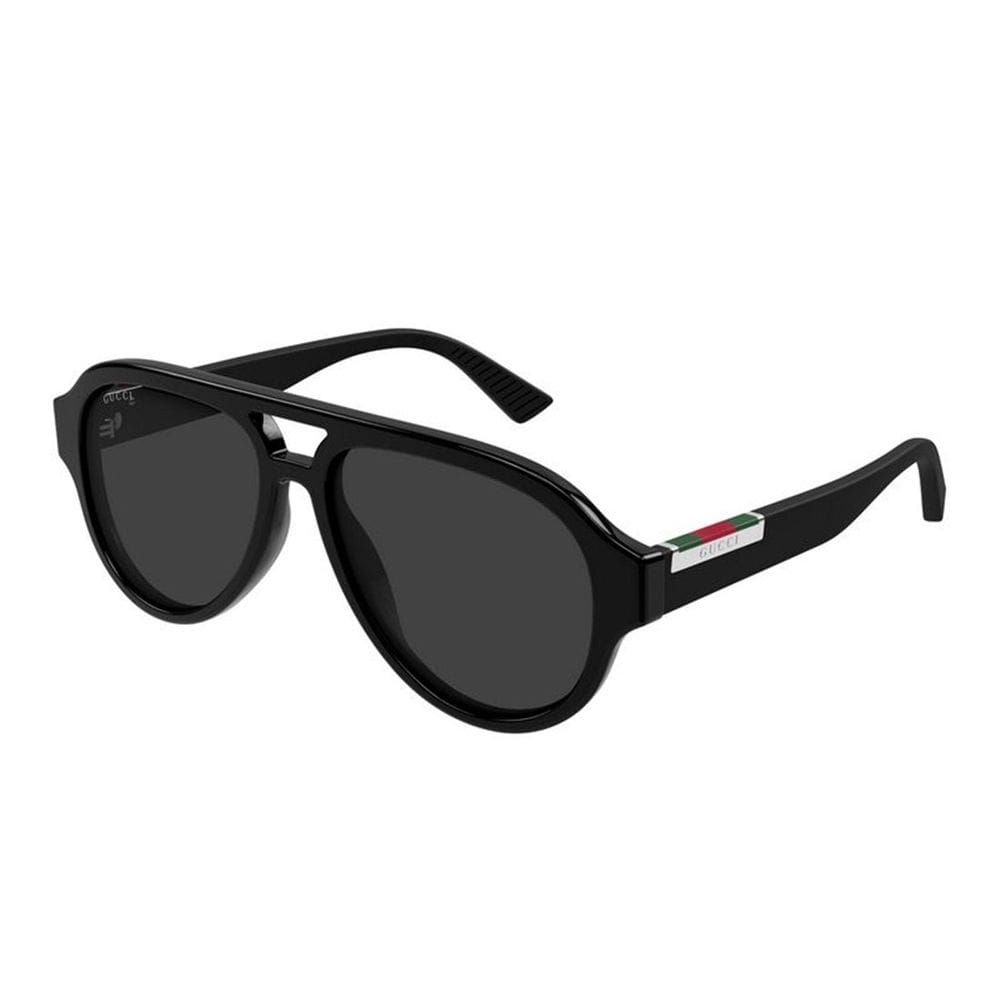 Gucci Men GG2088S Pilot Sunglasses – Recycled Acetate Full-Rim Frame, Grey UV Protection Lenses, Luxury Designer Eyewear | Black/Grey - 889652627434