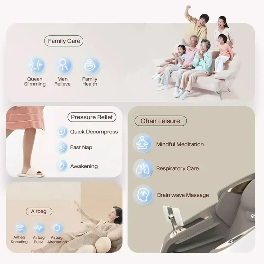 Rotai Massage Chair with 3D Dual Movement, AI Smart Massage, 22 Auto Programs, Hot Compress, Foot Roller & Air Cooling- White | A68MAX