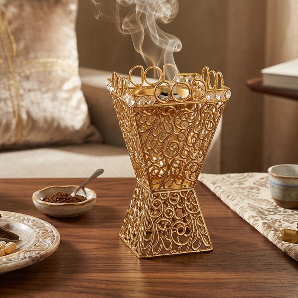 Bakhoor Burner Stand Big 855-2, Premium Incense Burner for Oud & Bakhoor, Heat-Resistant Traditional Home Fragrance Holder