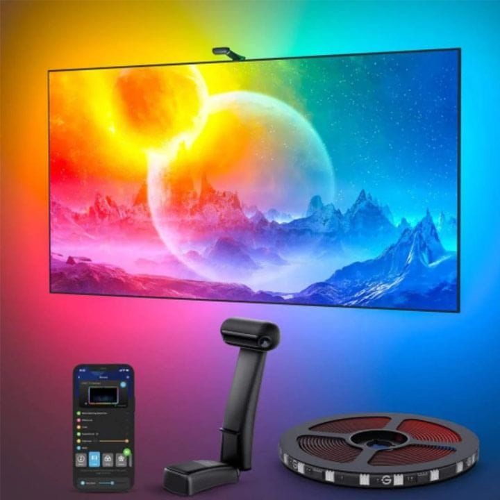 Govee Envisual TV Backlight T2 Smart LED Kit – Dual Cameras Color Sync, Immersive TV Lighting for 75-85 Inch TVs | Black – H605C