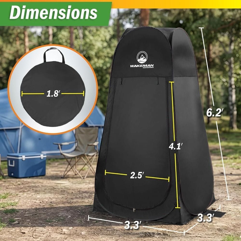 Wakeman Outdoors Portable Pop-Up Privacy Tent for Camping, Instant Shower, Changing Room and Portable Toilet Shelter