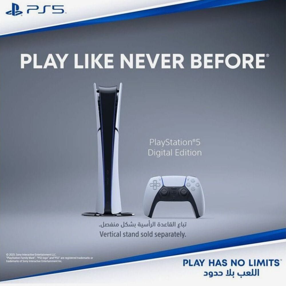 Sony PlayStation 5 Digital Edition Console, 825GB SSD, 4K Gaming, Ray Tracing, Ultra-High Speed SSD, DualSense Controller | R2