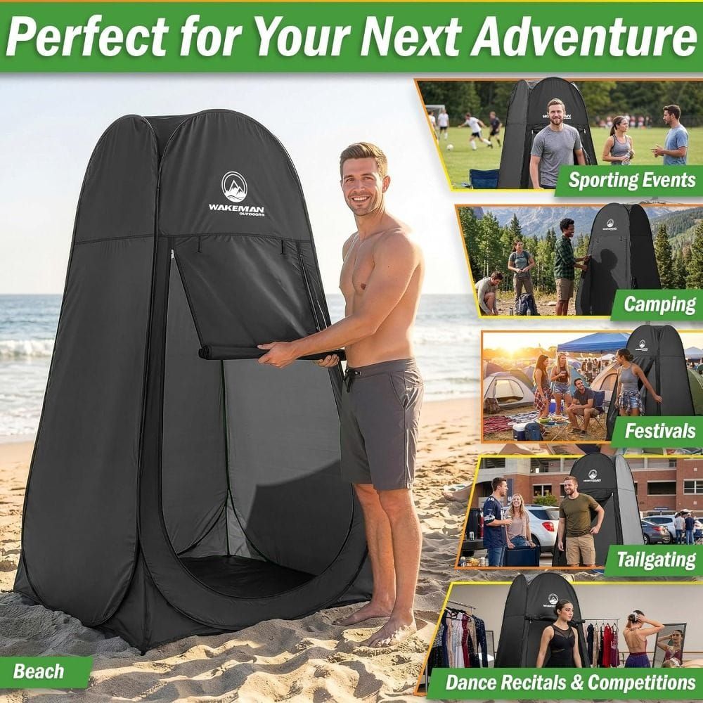 Wakeman Outdoors Portable Pop-Up Privacy Tent for Camping, Instant Shower, Changing Room and Portable Toilet Shelter