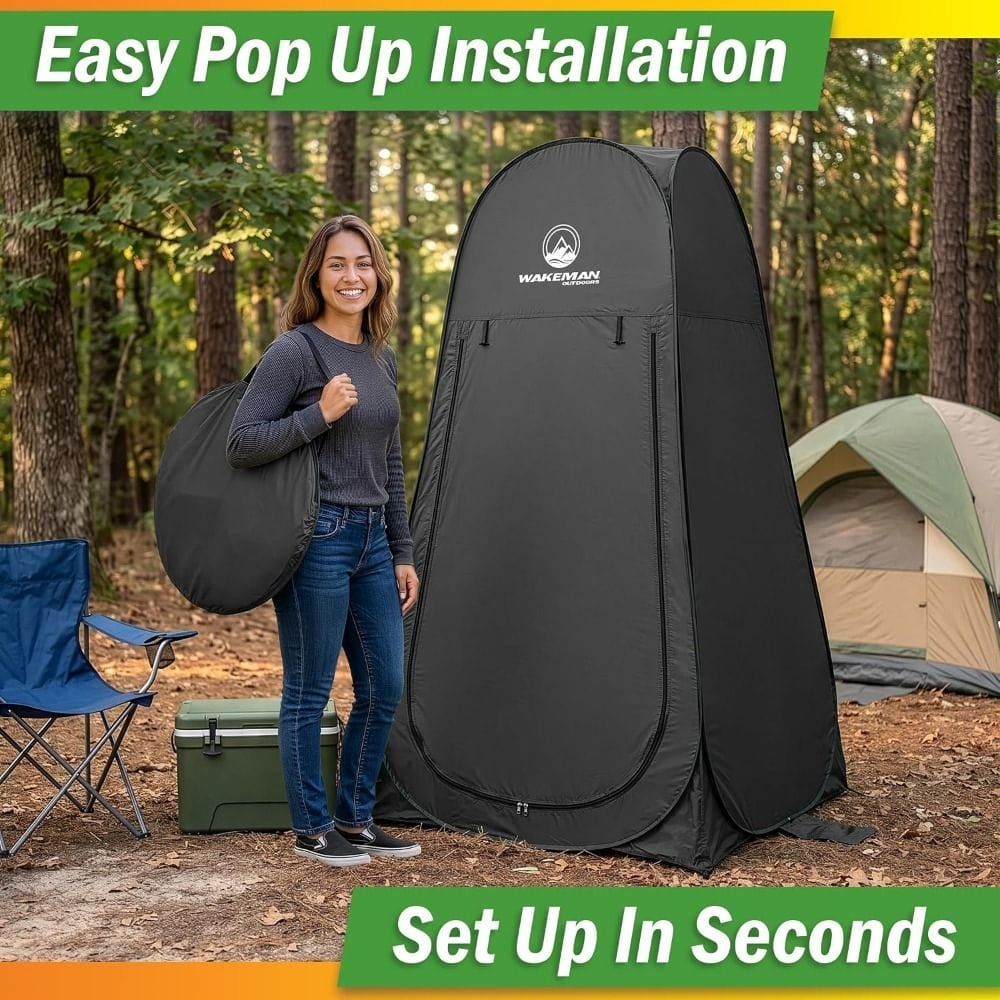 Wakeman Outdoors Portable Pop-Up Privacy Tent for Camping, Instant Shower, Changing Room and Portable Toilet Shelter