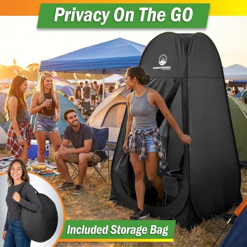 Wakeman Outdoors Portable Pop-Up Privacy Tent for Camping, Instant Shower, Changing Room and Portable Toilet Shelter