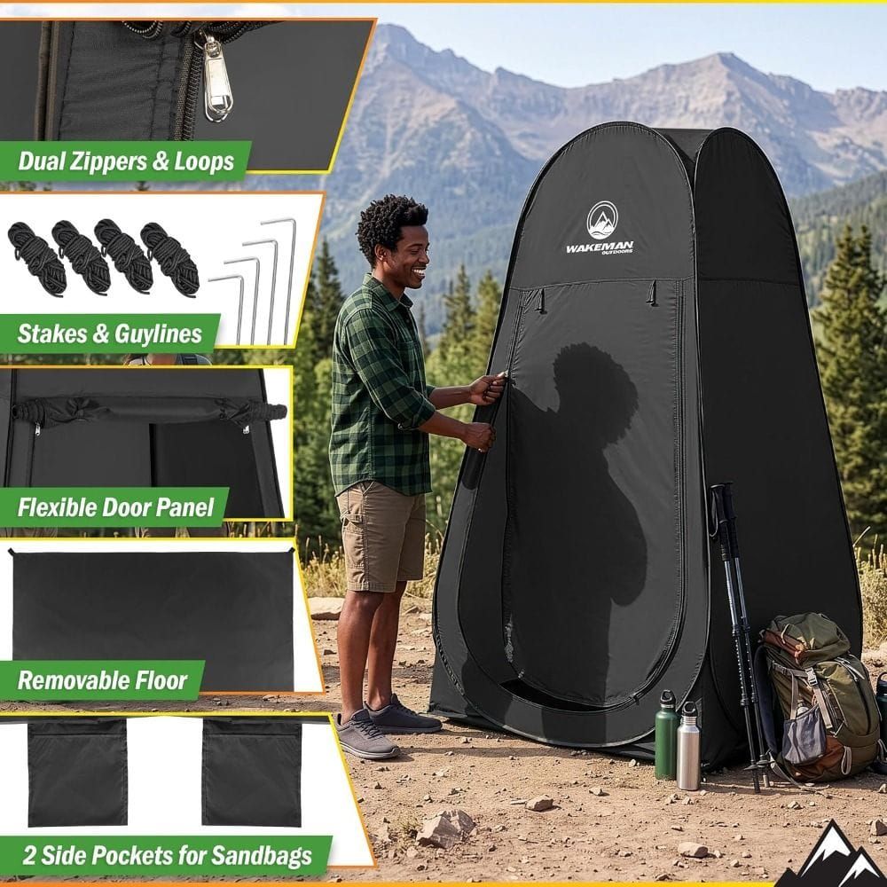Wakeman Outdoors Portable Pop-Up Privacy Tent for Camping, Instant Shower, Changing Room and Portable Toilet Shelter